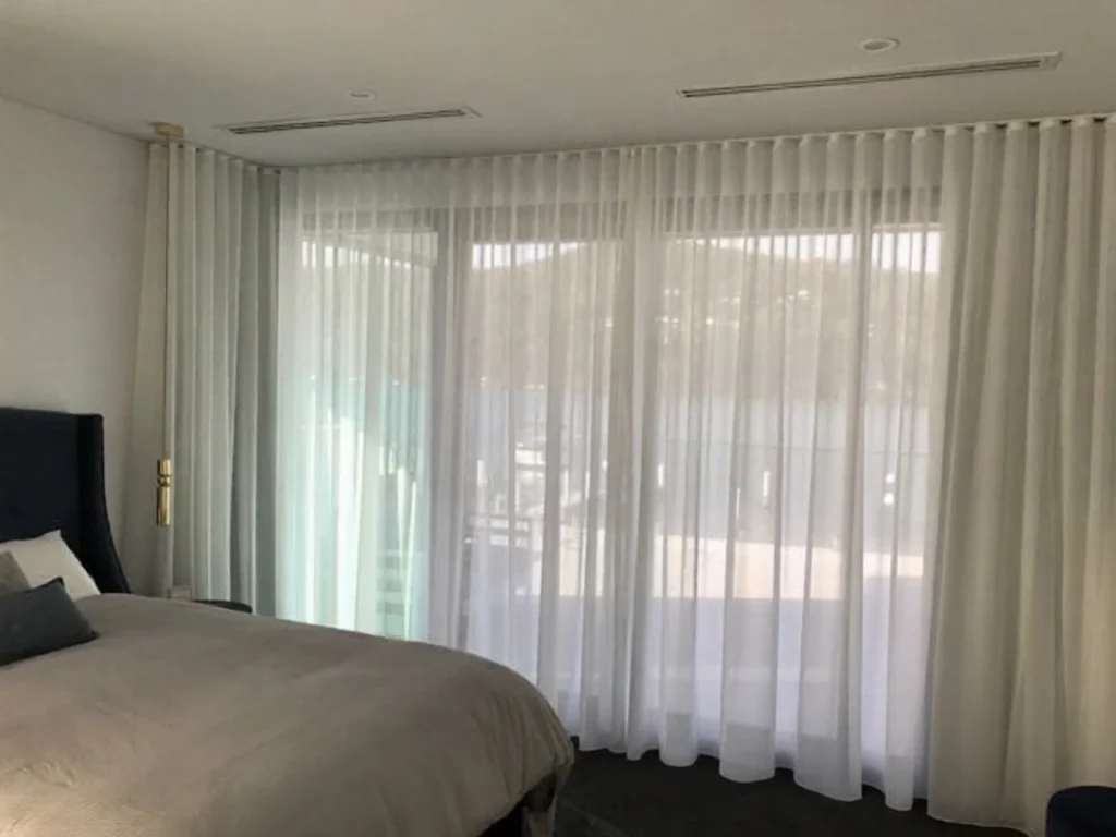 Bedroom Motorized Sheer Drapes