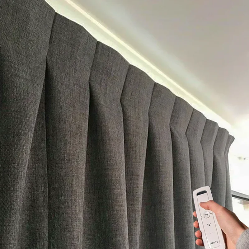 Motorized Box Pleat Curtains