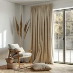 Pencil Pleat Blackout Linen Curtain Panel-1