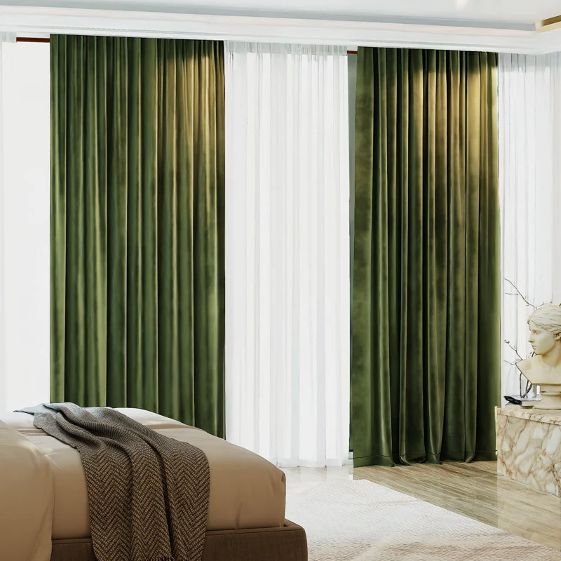 Velvet Thermal Pleated Blackout Curtains